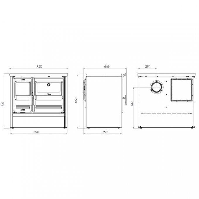 Cuisinière à bois sans bouilleur LACUNZA - ETNA7BLANC