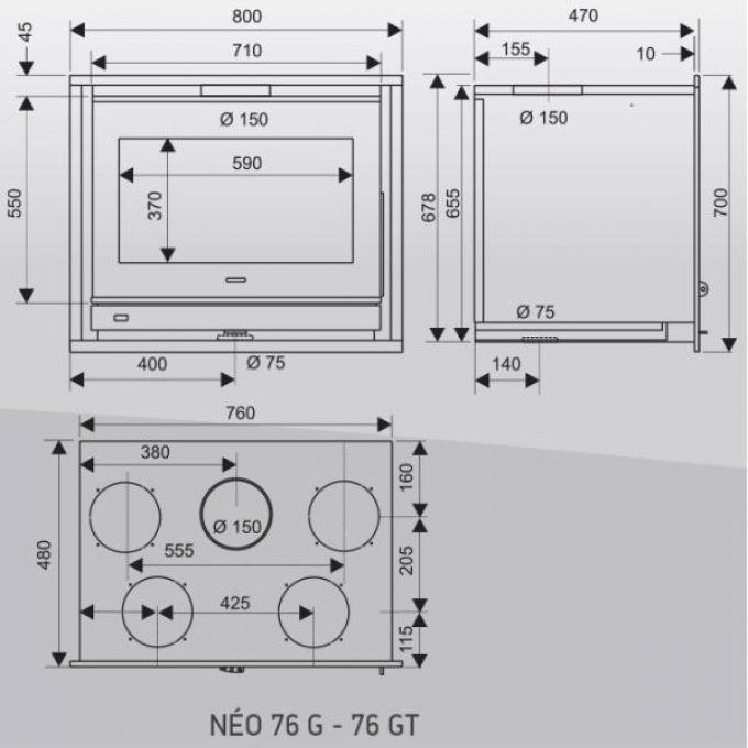Insert - Foyer à bois foyer/insert SUPRA - NEO76G