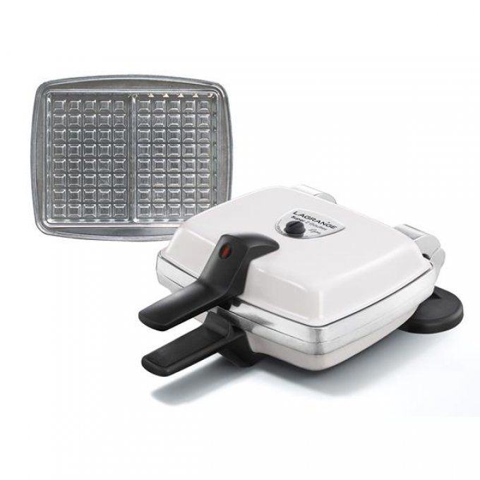 GAUFRIER CLASSIQUE 1000W REVER SIBLE S/ SOCLE FONTE ALU BLANC
