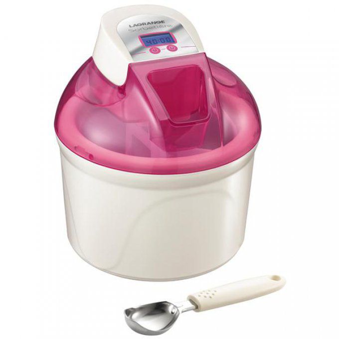 SORBETIERE 12W 1,5L LCD CUILLE RE INOX BLANC/ROSE