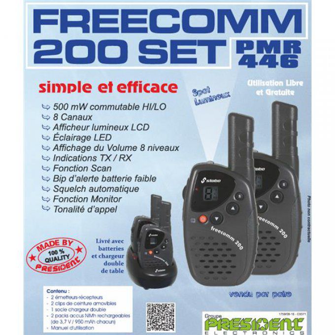Talkie-Walkie PRESIDENT ELECTRONICS - FREECOMM200
