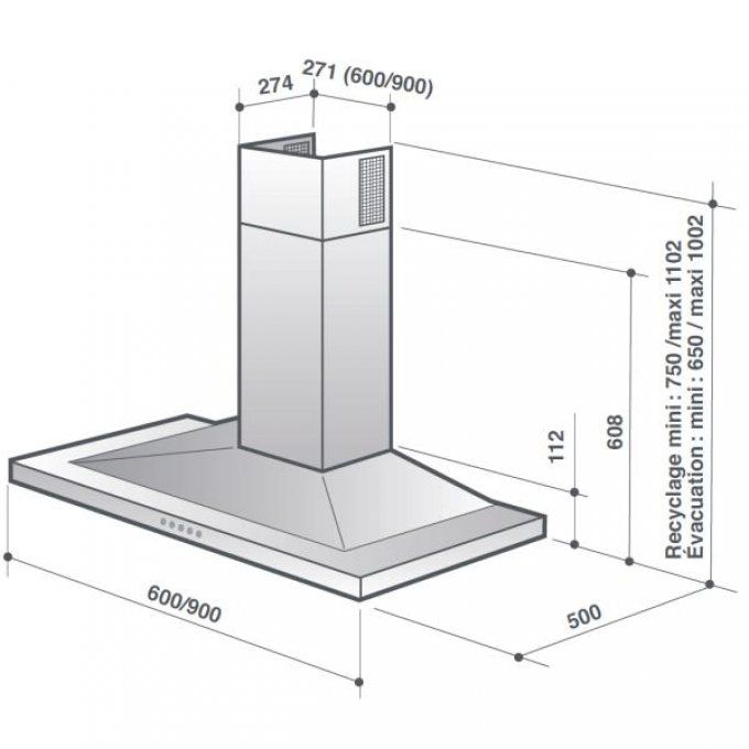Hotte décorative murale DE DIETRICH - DHP7912X