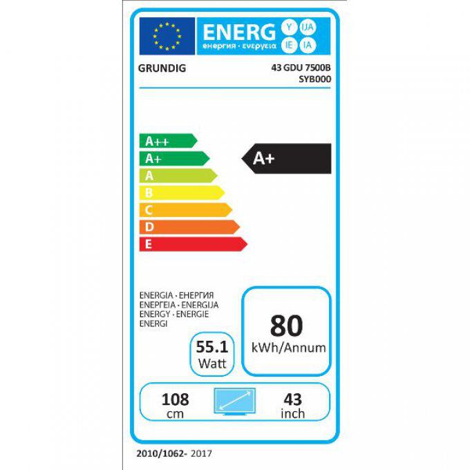 Téléviseur écran plat GRUNDIG - 43GDU7500B