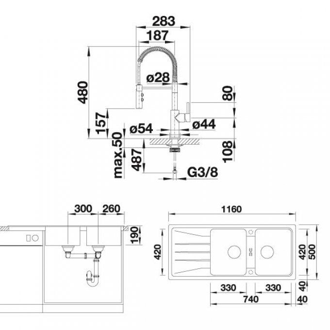 Packs évier + mitigeur 2 cuves BLANCO - 522934