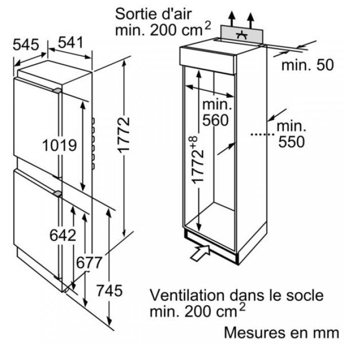 FRIGO ENCASTRABLE - BOSCH - KIV34X20