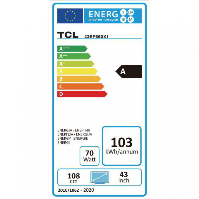 Téléviseur 4K écran plat TCL - 43EP660