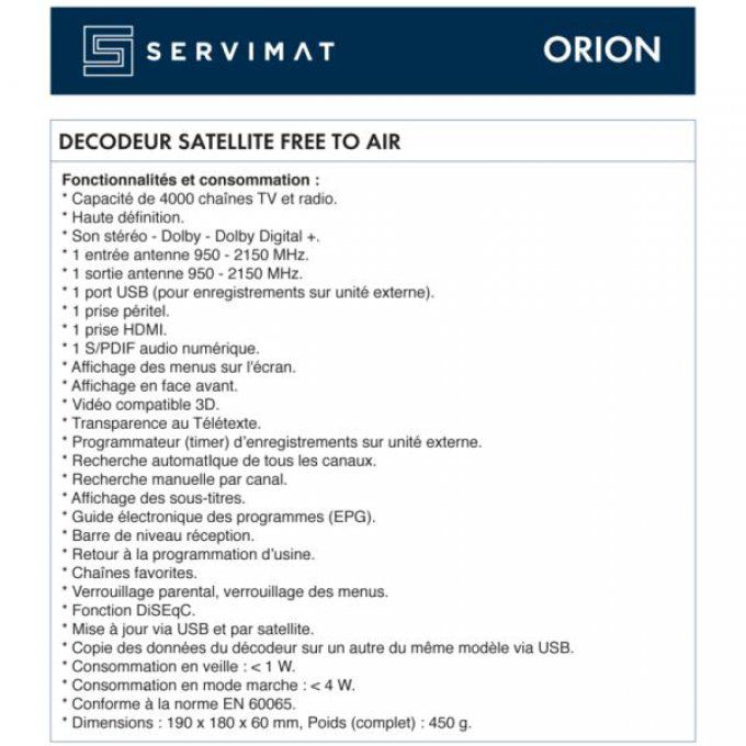 SERVIMAT - ORIONHD