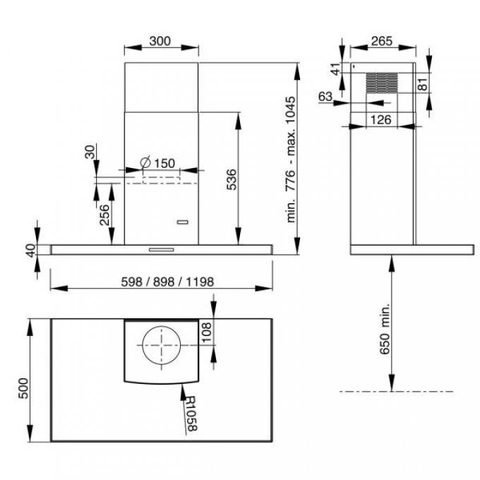 HOTTE 90CM ATRIUM 900 INOX 741 M3H