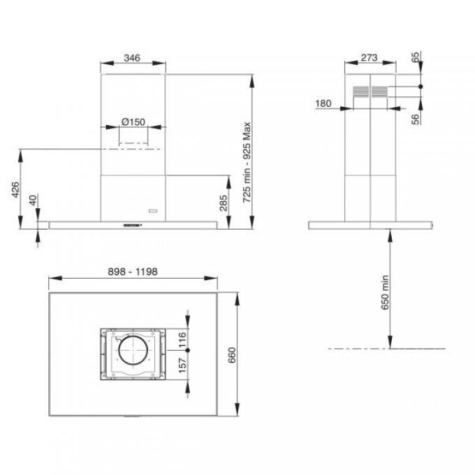 HOTTE CENTRALE 90CM ATRIUM 900 INOX 741M3H