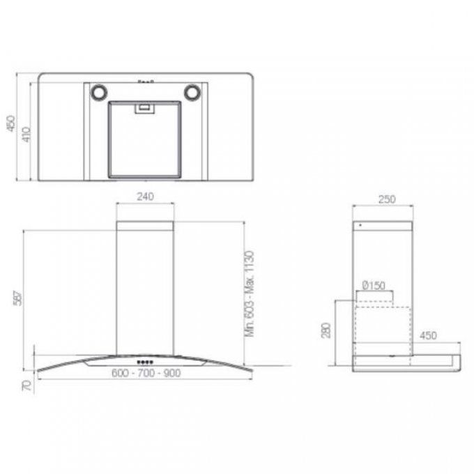 Hotte décorative murale WHIRLPOOL - WHG96AMX