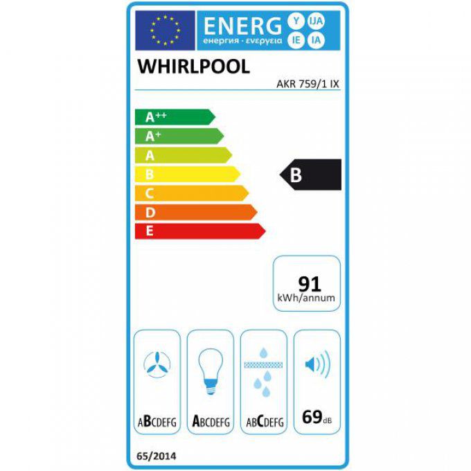 Hotte décorative murale WHIRLPOOL - AKR7591IX