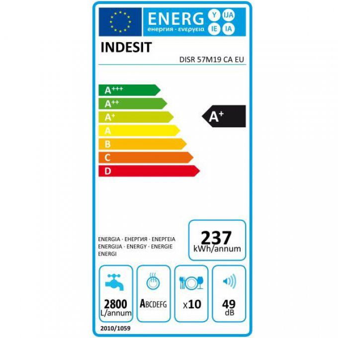 Lave-vaisselle Tout-intégrable INDESIT - DISR57M19CAEU