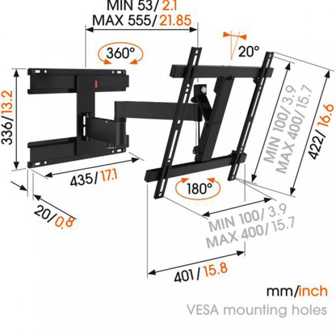 Support mural inclinable / orientable VOGEL'S - WALL2246