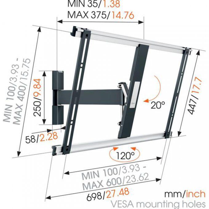 Support mural inclinable / orientable VOGEL'S - THIN525