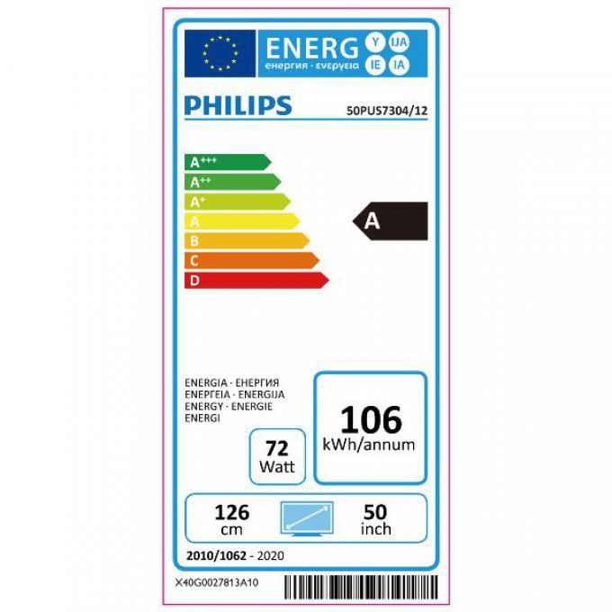Téléviseur 4K écran plat PHILIPS - 50PUS7304